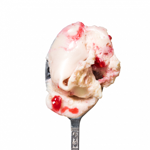 Lody o smaku Panna cotta z malinami