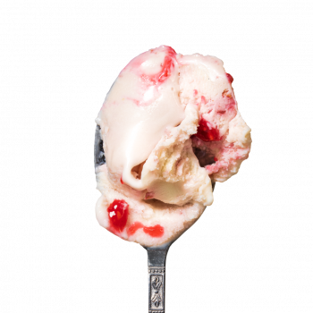 Lody o smaku białej czekolady w kokosie z malinami
